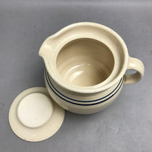 Load image into Gallery viewer, Vintage Stoneware Casey Pottery Lidded Pitcher with Blue Stripes (6")
