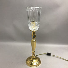 Load image into Gallery viewer, Vintage Brass &amp; Crystal Table Lamp With Faceted Glass Shade Electric (17")(2 Available)
