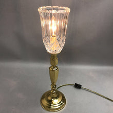 Load image into Gallery viewer, Vintage Brass &amp; Crystal Table Lamp With Faceted Glass Shade Electric (17")(2 Available)
