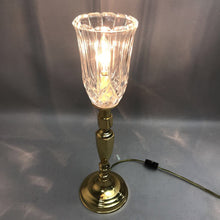 Load image into Gallery viewer, Vintage Brass &amp; Crystal Table Lamp With Faceted Glass Shade Electric (17")(2 Available)

