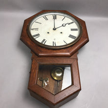 Load image into Gallery viewer, Antique E. Ingraham Co Wood Wall Clock 24" Ingot Key Wind Pendulum - AS-IS
