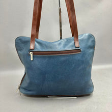 Load image into Gallery viewer, L'Artigiano Sorrentino Blue w/ Brown Trim Italian Leather Purse (10x14x3")
