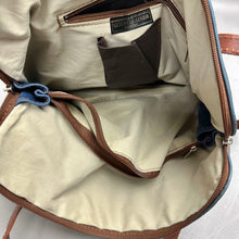 Load image into Gallery viewer, L'Artigiano Sorrentino Blue w/ Brown Trim Italian Leather Purse (10x14x3")
