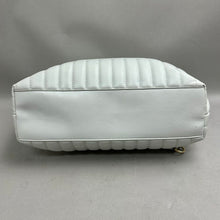 Load image into Gallery viewer, Steve Madden Light Gray Quilted Faux Leather Chain/Scarf Detail Purse (11x16x4")
