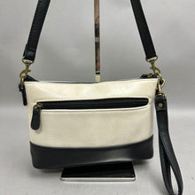 Load image into Gallery viewer, Stone Mountain Ivory &amp; Black Colorblock Leather Crossbody Purse (6.5x9.5x2")
