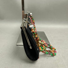 Load image into Gallery viewer, Stone Shell &amp; Glass Beaded Floral Mosaic Canvas Evening Bag Purse (4x12")
