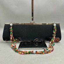 Load image into Gallery viewer, Stone Shell &amp; Glass Beaded Floral Mosaic Canvas Evening Bag Purse (4x12")
