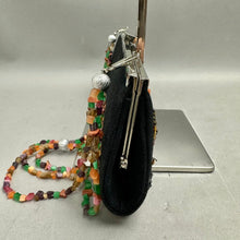 Load image into Gallery viewer, Stone Shell &amp; Glass Beaded Floral Mosaic Canvas Evening Bag Purse (4x12")
