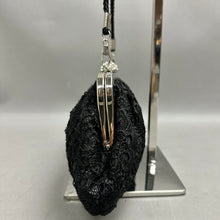 Load image into Gallery viewer, Black Metallic Lace Overlay Evening Bag Purse (5x10")
