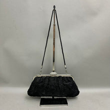 Load image into Gallery viewer, Black Metallic Lace Overlay Evening Bag Purse (5x10")
