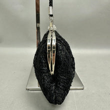 Load image into Gallery viewer, Black Metallic Lace Overlay Evening Bag Purse (5x10")
