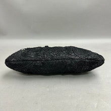 Load image into Gallery viewer, Black Metallic Lace Overlay Evening Bag Purse (5x10")
