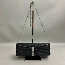 Load image into Gallery viewer, Vintage Bijoux Terner Black Satin Rhinestone Detail Evening Bag Purse (4.5x10.2")
