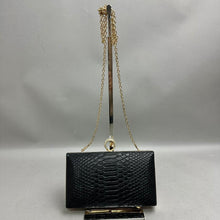 Load image into Gallery viewer, Black Snake Embossed Faux Leather Chain Strap Evening Bag Purse (5x8x1.5")
