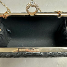 Load image into Gallery viewer, Black Snake Embossed Faux Leather Chain Strap Evening Bag Purse (5x8x1.5")
