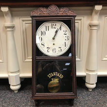 Load image into Gallery viewer, Antique New Haven Standard Time Wall Clock w/Key (36x16x5)
