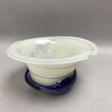 Load image into Gallery viewer, Hand Blown White Glass Cobalt Blue Swirl Bowl (3x5)
