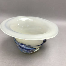 Load image into Gallery viewer, Hand Blown White Glass Cobalt Blue Swirl Bowl (3x5)
