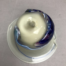 Load image into Gallery viewer, Hand Blown White Glass Cobalt Blue Swirl Bowl (3x5)
