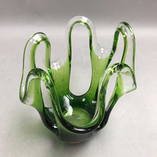 Load image into Gallery viewer, Vintage Murano Style Stretched Glass Green with Silver Speckles (5")
