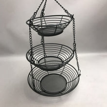 Load image into Gallery viewer, 3-Tier Round Hanging Wire Fruit/Vegetable Basket w/Hanging Chain (21")
