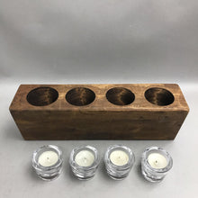 Load image into Gallery viewer, Rustic 4 Hole Wooden Sugar Mold Candle Holder (3x5x14)
