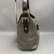 Load image into Gallery viewer, Gianni Bernini Gray Ostrich Embossed Faux Leather Shoulder Bag Purse (10x13x6")
