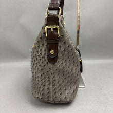 Load image into Gallery viewer, Gianni Bernini Gray Ostrich Embossed Faux Leather Shoulder Bag Purse (10x13x6")
