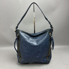 Load image into Gallery viewer, Navy Faux Leather Hobo Bag Purse (11x14x3.5")
