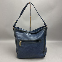 Load image into Gallery viewer, Navy Faux Leather Hobo Bag Purse (11x14x3.5")
