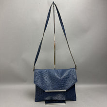 Load image into Gallery viewer, Navy Ostrich Embossed Faux Leather Envelope Crossbody Purse (8x11")
