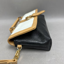 Load image into Gallery viewer, Liz Claiborne Black White Tan Colorblock Faux Leather Clutch Purse (4.5x9")
