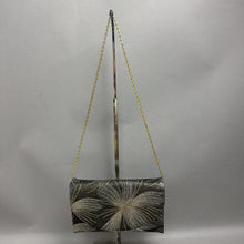 Load image into Gallery viewer, Vintage Silver &amp; Gold Metallic Woven Print Evening Bag Purse (5x8")
