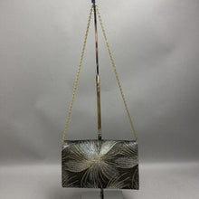 Load image into Gallery viewer, Vintage Silver &amp; Gold Metallic Woven Print Evening Bag Purse (5x8")
