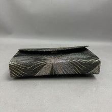Load image into Gallery viewer, Vintage Silver &amp; Gold Metallic Woven Print Evening Bag Purse (5x8")

