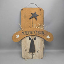 Load image into Gallery viewer, Scarecrow Crossing Wood Decor (26x20)
