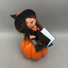 Load image into Gallery viewer, Annalee Witch Kid on Pumpkin (6")
