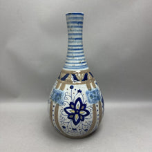 Load image into Gallery viewer, Blue &amp; Tan Craquelure Ceramic Vase (14")
