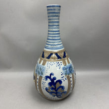 Load image into Gallery viewer, Blue &amp; Tan Craquelure Ceramic Vase (14")
