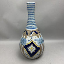 Load image into Gallery viewer, Blue &amp; Tan Craquelure Ceramic Vase (14")
