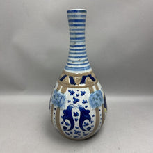 Load image into Gallery viewer, Blue &amp; Tan Craquelure Ceramic Vase (14")
