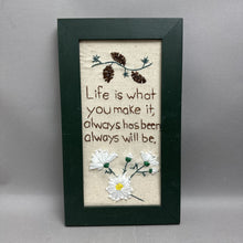 Load image into Gallery viewer, Framed Handmade Embroidery Floral Quotation "Life Is..." Piece (14.4x8.5")
