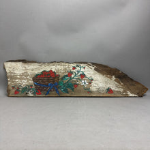Load image into Gallery viewer, Rustic Hand Painted Basket of Strawberries Reclaimed Barn Wood Plaque Signed B. Hester (28x8")
