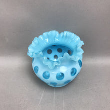 Load image into Gallery viewer, Fenton Blue Opalescent Glass Coin Dot Crimped Vase (5")
