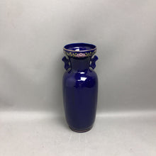 Load image into Gallery viewer, Vintage Cobalt Blue Japanese Cherry Blossom Floral Urn Vase (12")
