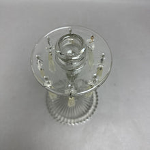 Load image into Gallery viewer, Pressed Glass Candlestick Holder w/Hanging Glass Prisms (8")
