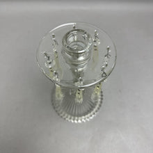 Load image into Gallery viewer, Pressed Glass Candlestick Holder w/Hanging Glass Prisms AS IS (8")

