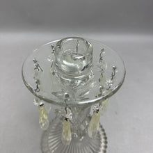 Load image into Gallery viewer, Pressed Glass Candlestick Holder w/Hanging Glass Prisms AS IS (8")
