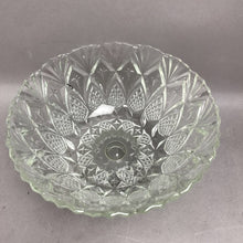Load image into Gallery viewer, Vintage Pressed Glass Pineapple Starburst Pattern Pedestal Bowl Made in France (6x8")
