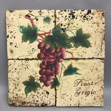 Load image into Gallery viewer, Vintage Tuscan Pinot Grigio Grapes Ceramic Wall Plaque (11.5x11.5)
